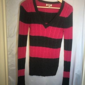 Arizona Hot Pink and Gray Striped Women’s Sweater